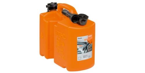 Bidon combiné standard 5L/3L orange Stihl avec 2 becs verseurs auto (carburant, huile).