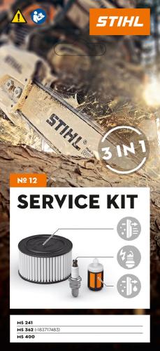 Service kit d'entretien N°12 pour tronçonneuses thermiques Stihl MS 362 et MS 400