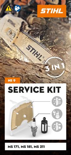 Service kit d'entretien N°9 pour tronçonneuses Stihl MS 181 et MS 211.